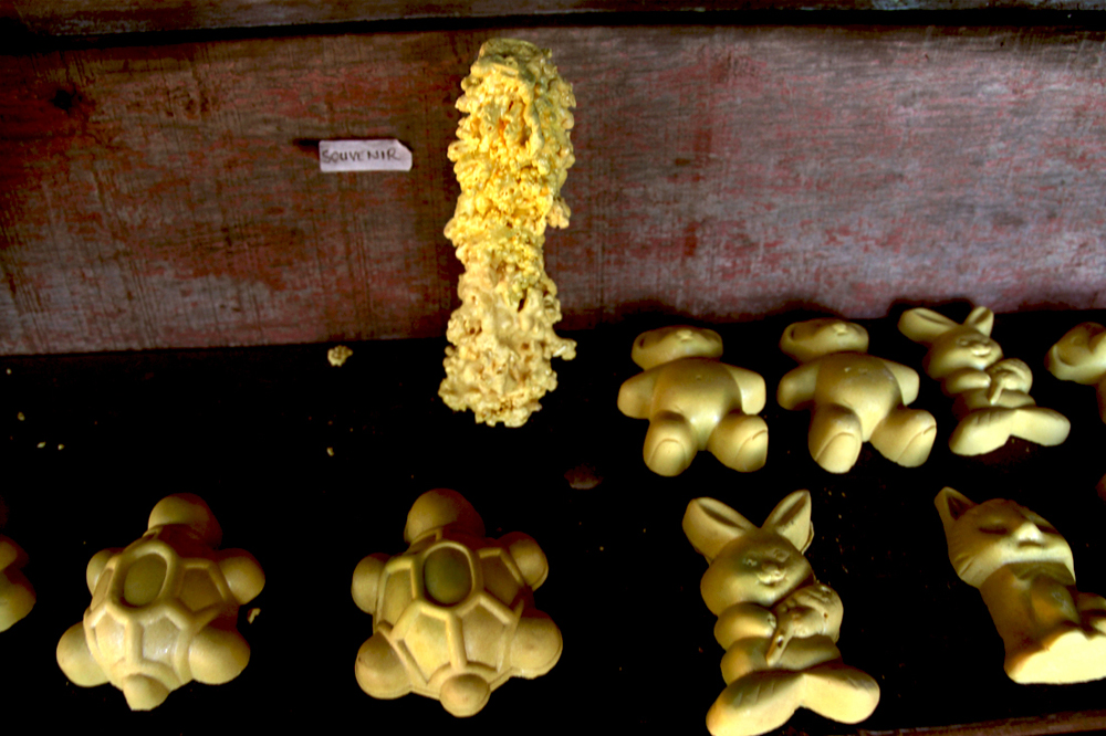 The sulfur is used in the industry for vulcanizing rubber, bleaching sugar and other industrial processes. At the station, sulphur is sold to tourists as a souvenir.