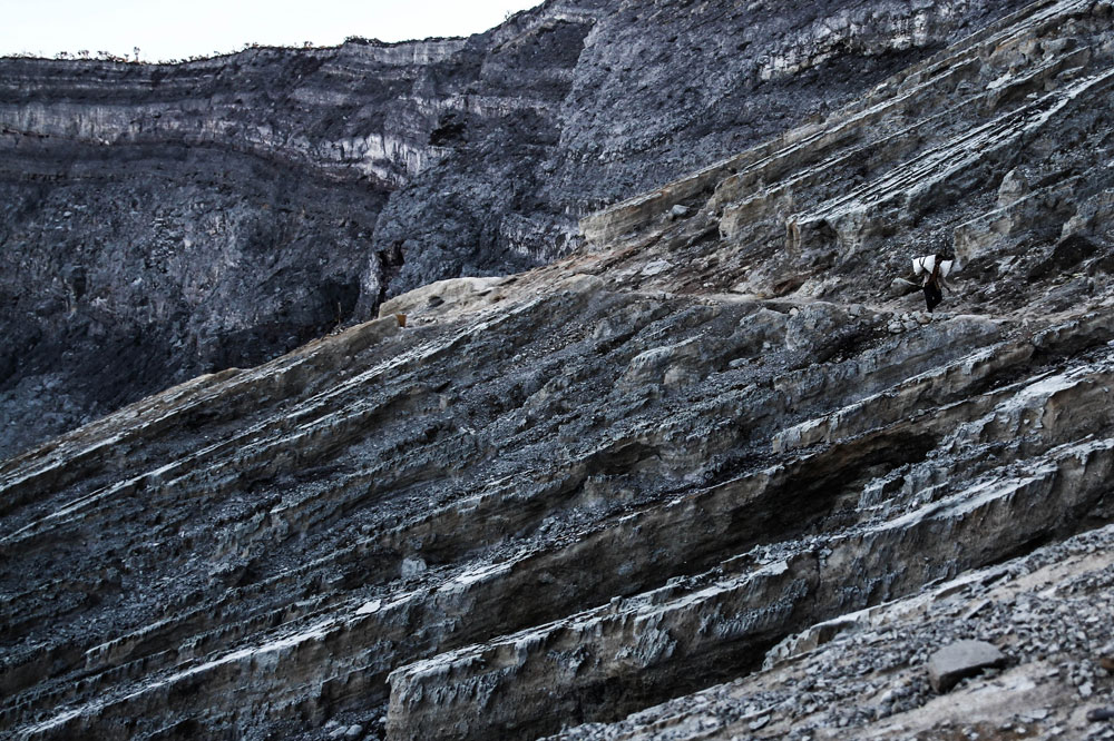 Inside of the Ijen crater.